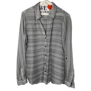 Outback Red Black & White Striped Button Down Collared Shirt Women's Medium